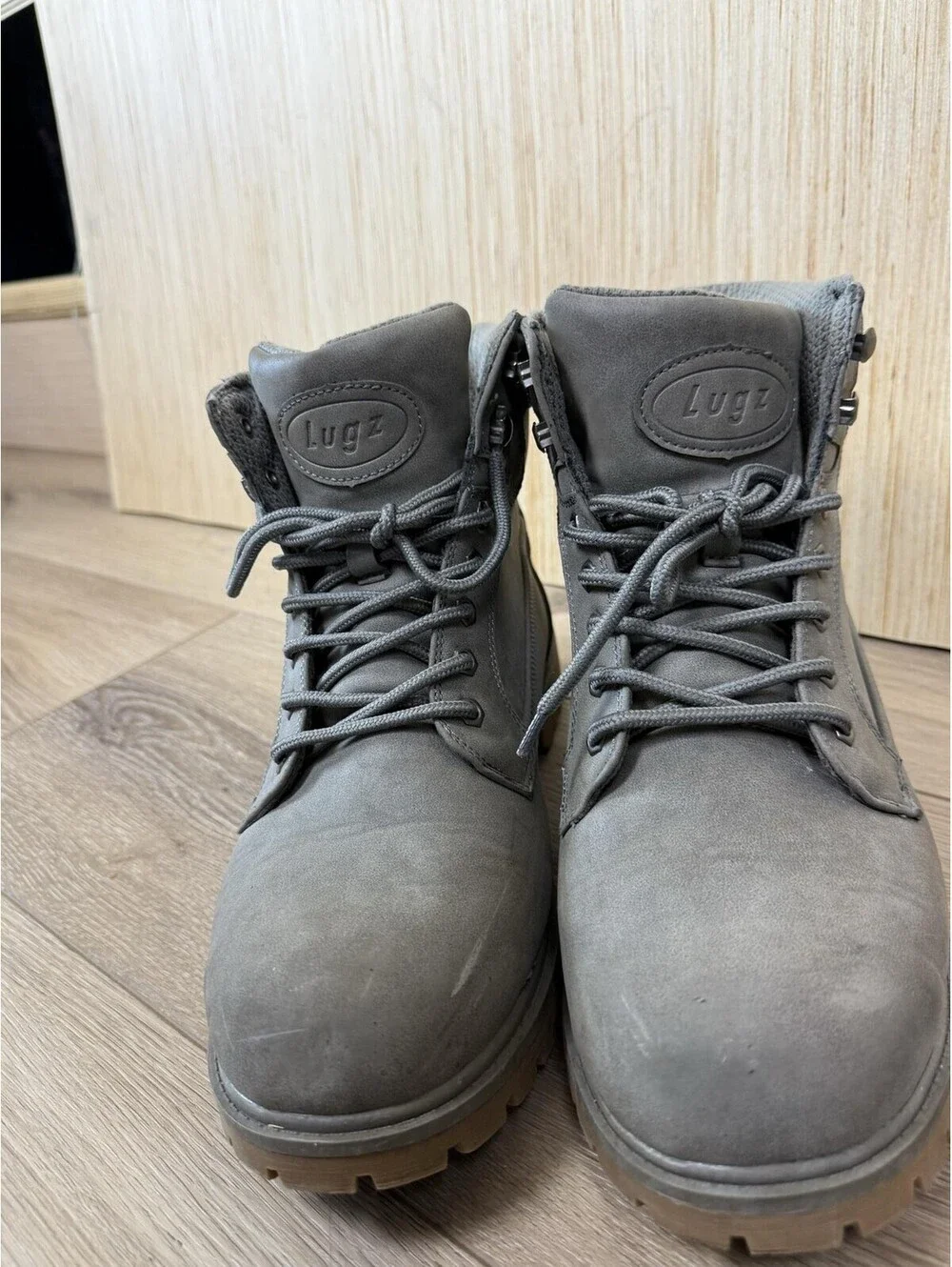 Lugz Combat Boots Mens Size 12 Gray Lace Up Slip Resistant Work MMANTLHD-0823